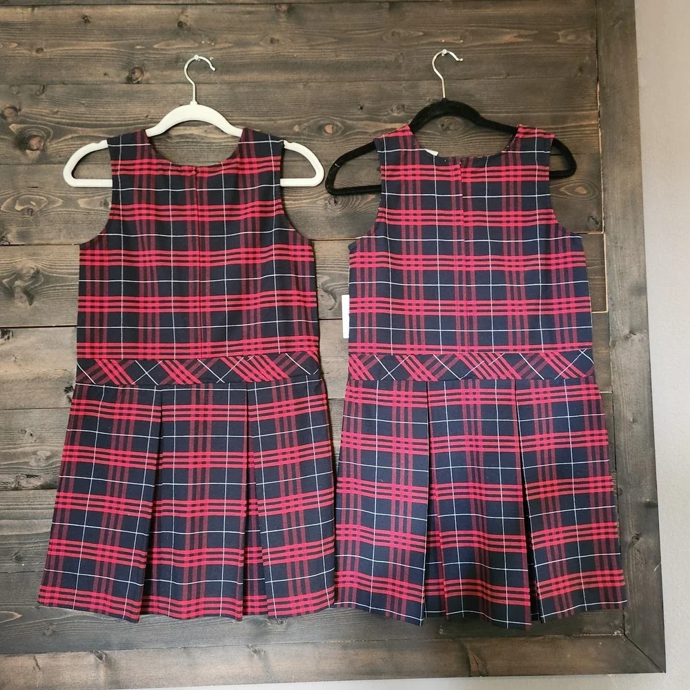 Classwear Uniform Jumper Dress Girls sz 14 Sleeveless Plaid Pleated NWT Lot of 2